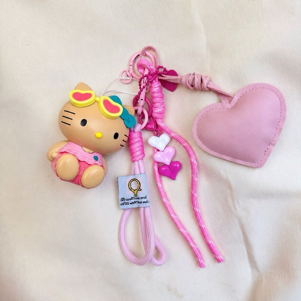 OOAK UV Color Changing Kitty Bag Charm Pink Y2K Kawaii Handmade HK